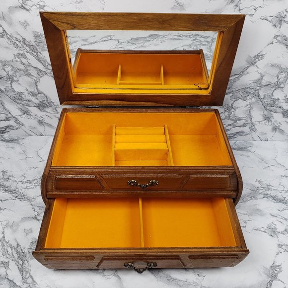 Jewelry Box Wood Bombay Style London Leather Vintage - Picture 1 of 13
